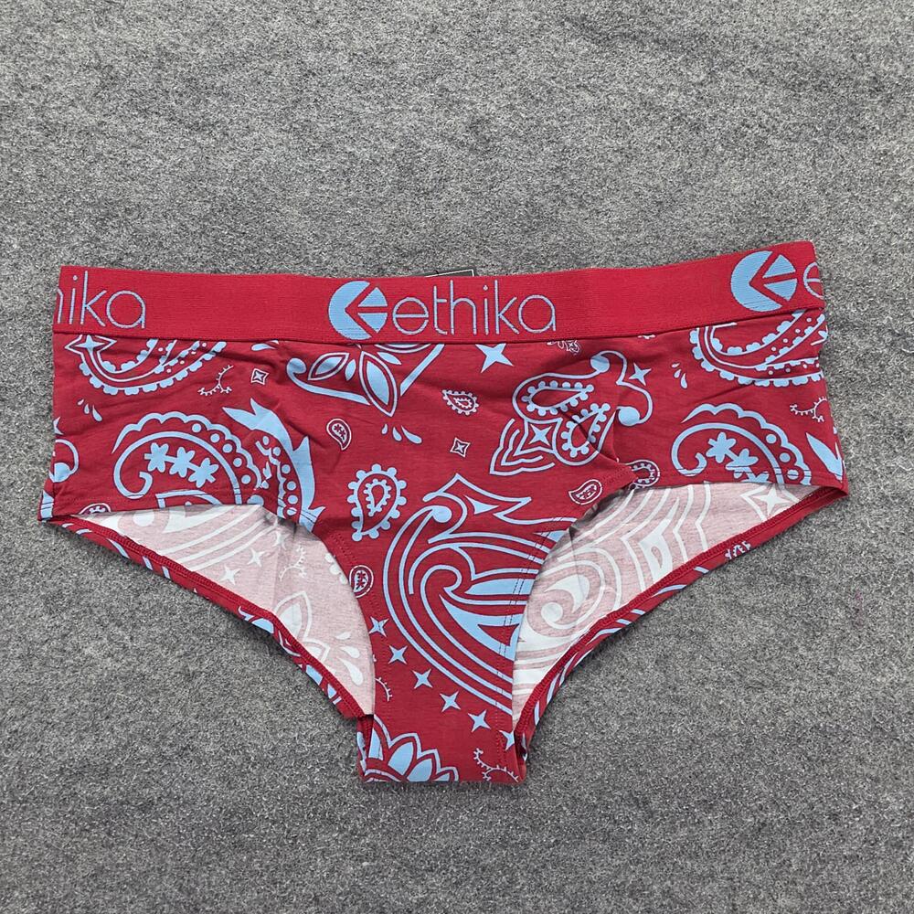 Ethika Panties Womens XL Red Hipster Paisley Cotton Modal Spandex Breathable